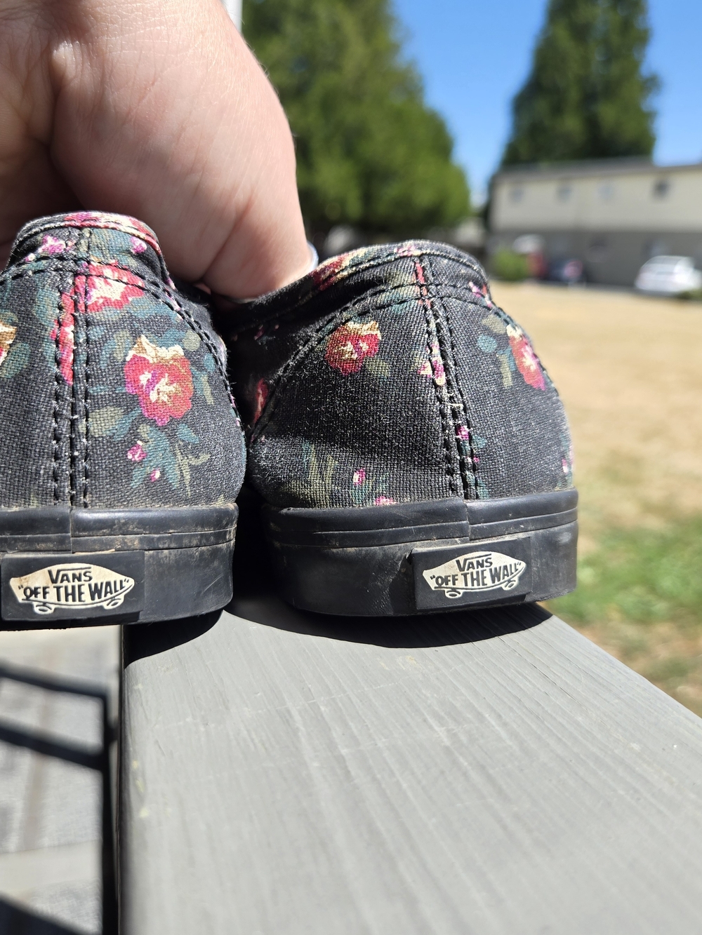 Vans Black Canvas Low-Top Sneakers with Red Floral Print - Picture 5 of 9